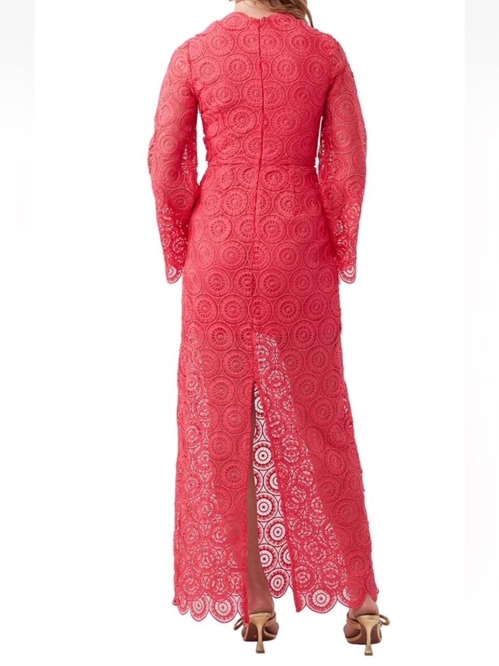Trina Turk Coral Crochet Lace Maxi Robe - Picture 2 of 11